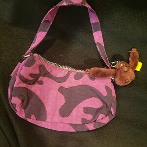 Kipling small purple camo bag with keychain